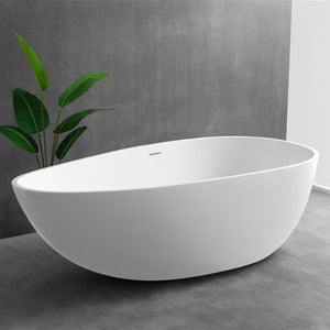 Vasca da bagno free standing lisa artificial stone bianco opaco matt *** misure l150x76x54 cm, confezione 1