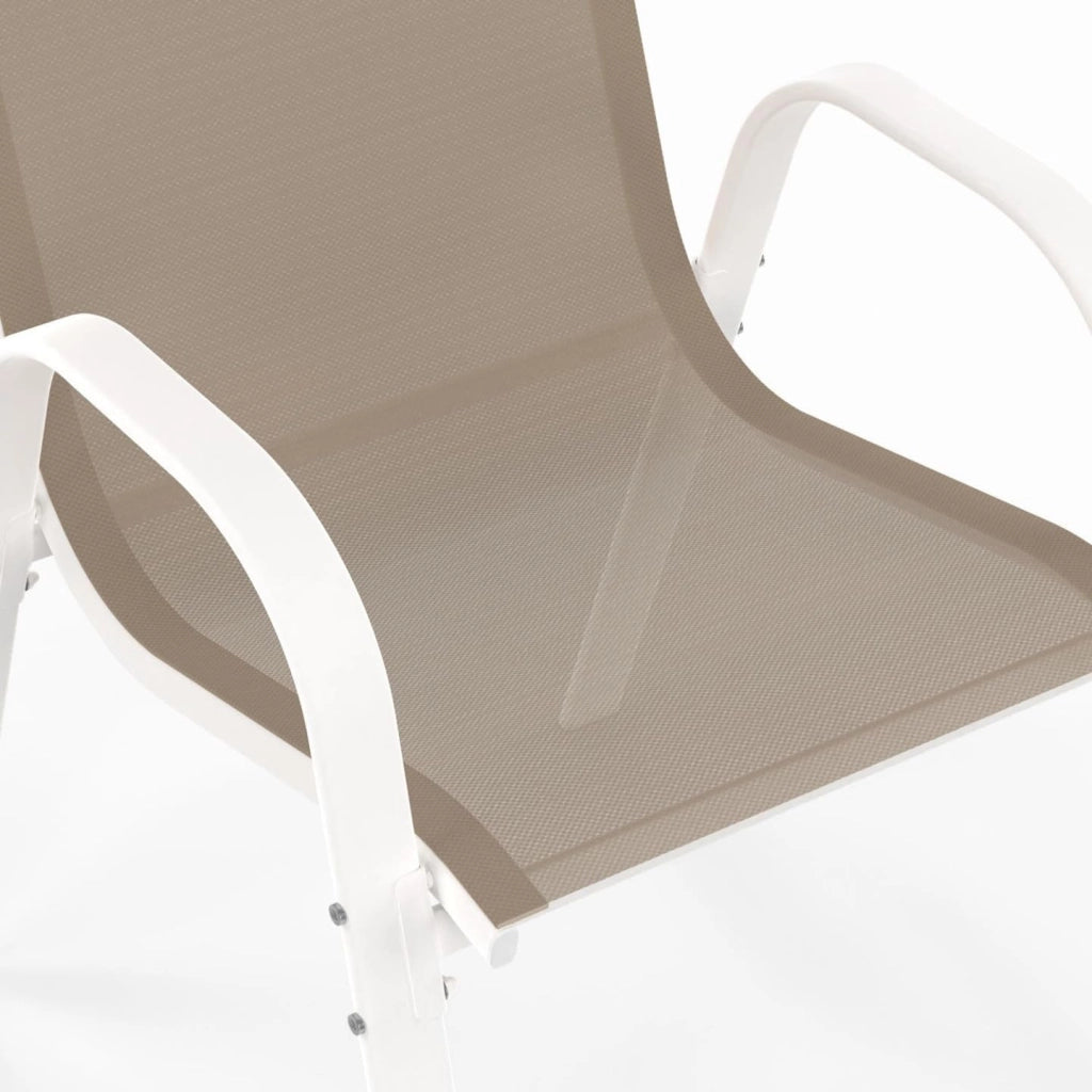 Set di 4 sedie impilabili da giardino LYMA in metallo e textilene in bianco e beige