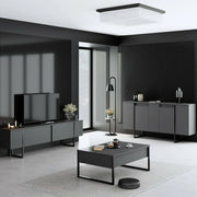 Pignano, set Mobili da Soggiorno Modulabile, Nero Antracite