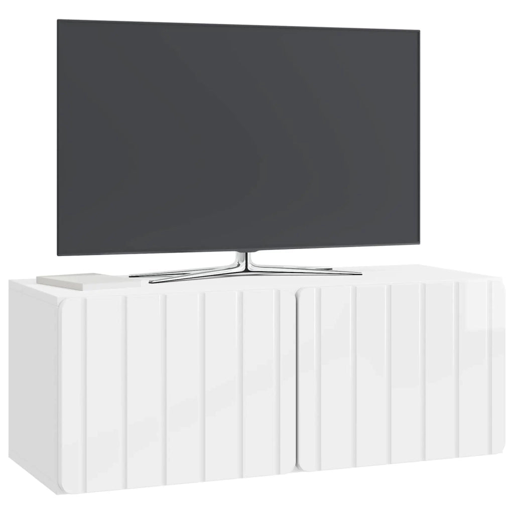 Mobile Porta TV da Muro Bianco Lucido 78,5 x 31 x 30 cm 898379