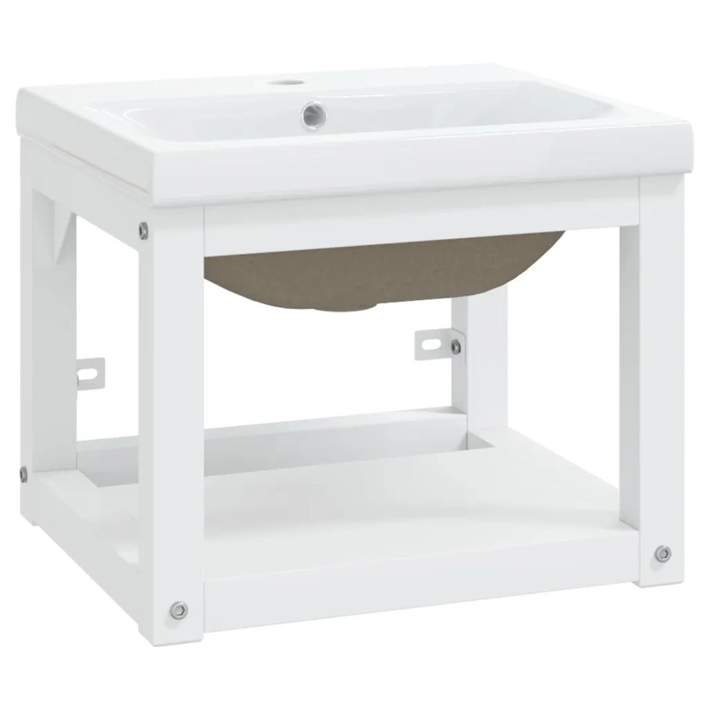 Telaio per Lavabo da Bagno con Lavabo Integrato Bianco in Ferro CFW4841821