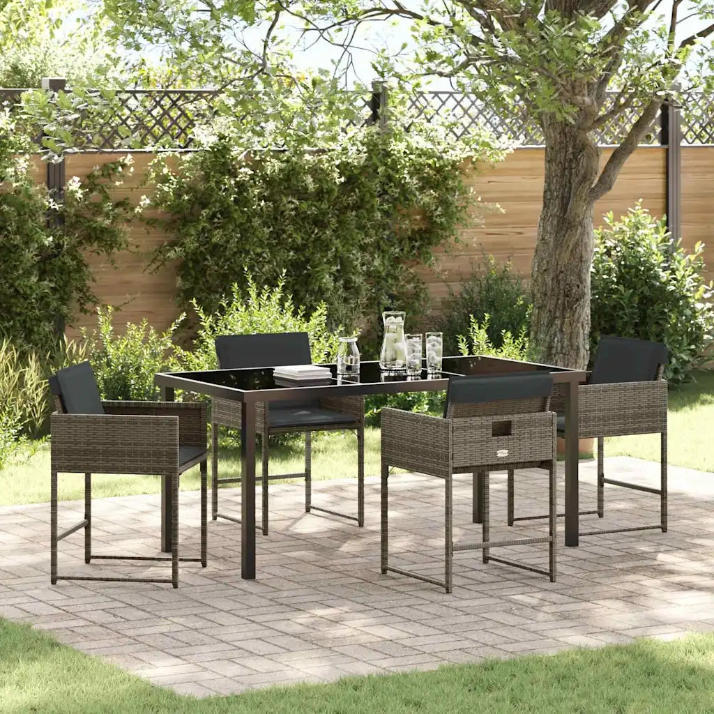 Set da Pranzo per Giardino 5 pcs Grigio polyrattan 3380723