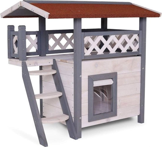 Case per gatti all'aperto - Casa per gatti fuori - Rifugio per gatti all'aperto - Grigio - Casa per gatti per esterno - Casa per gatti all'aperto - Abitazione per gatti all'aperto