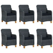 Set Pranzo da Giardino 7 pz con Cuscini Polyrattan Grigio Scuro 3060164