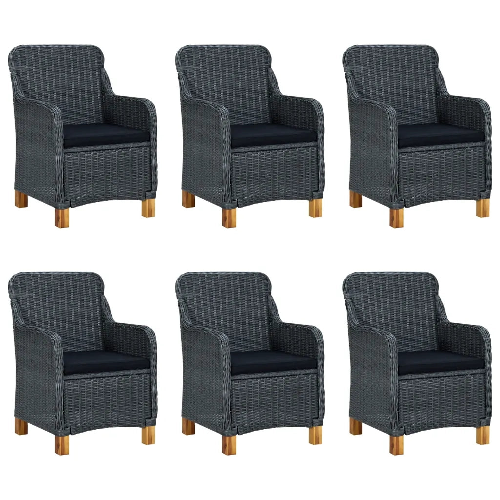 Set Pranzo da Giardino 7 pz con Cuscini Polyrattan Grigio Scuro 3060164