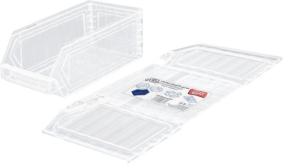 Set di 5 cassetti in plastica trasparente pieghevoli e ripiegabili - 336 x 160 x 130 mm - cassetti per ordine