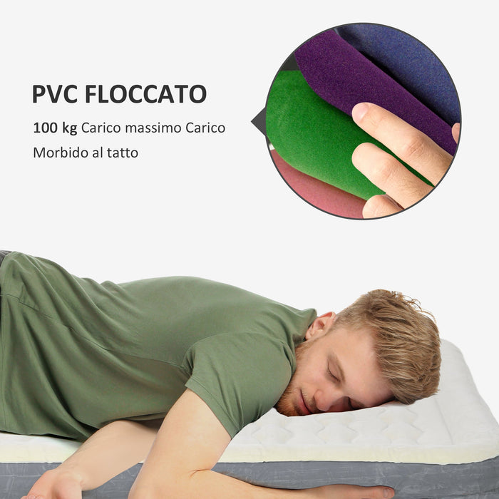 Materasso Gonfiabile Singolo con Pompa di Gonfiaggio Inclusa e Borsa 92x203x46 cm Beige