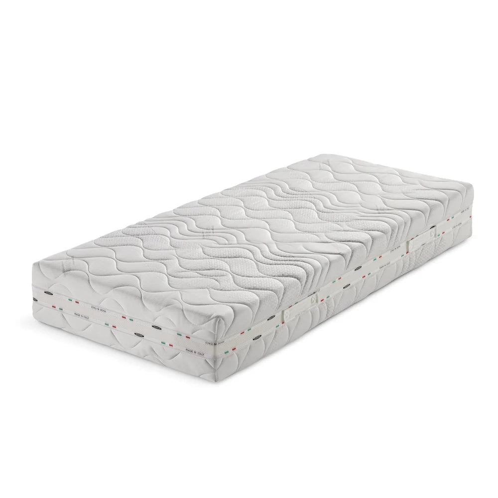 Materasso sfoderabile MADE IN ITALY CRYSTAL 80X190 con molle insacchettate, 4 cm di Memory Foam a 9 zone, rivestimento in tessuto antiacaro termoregolante e fascia traspirante