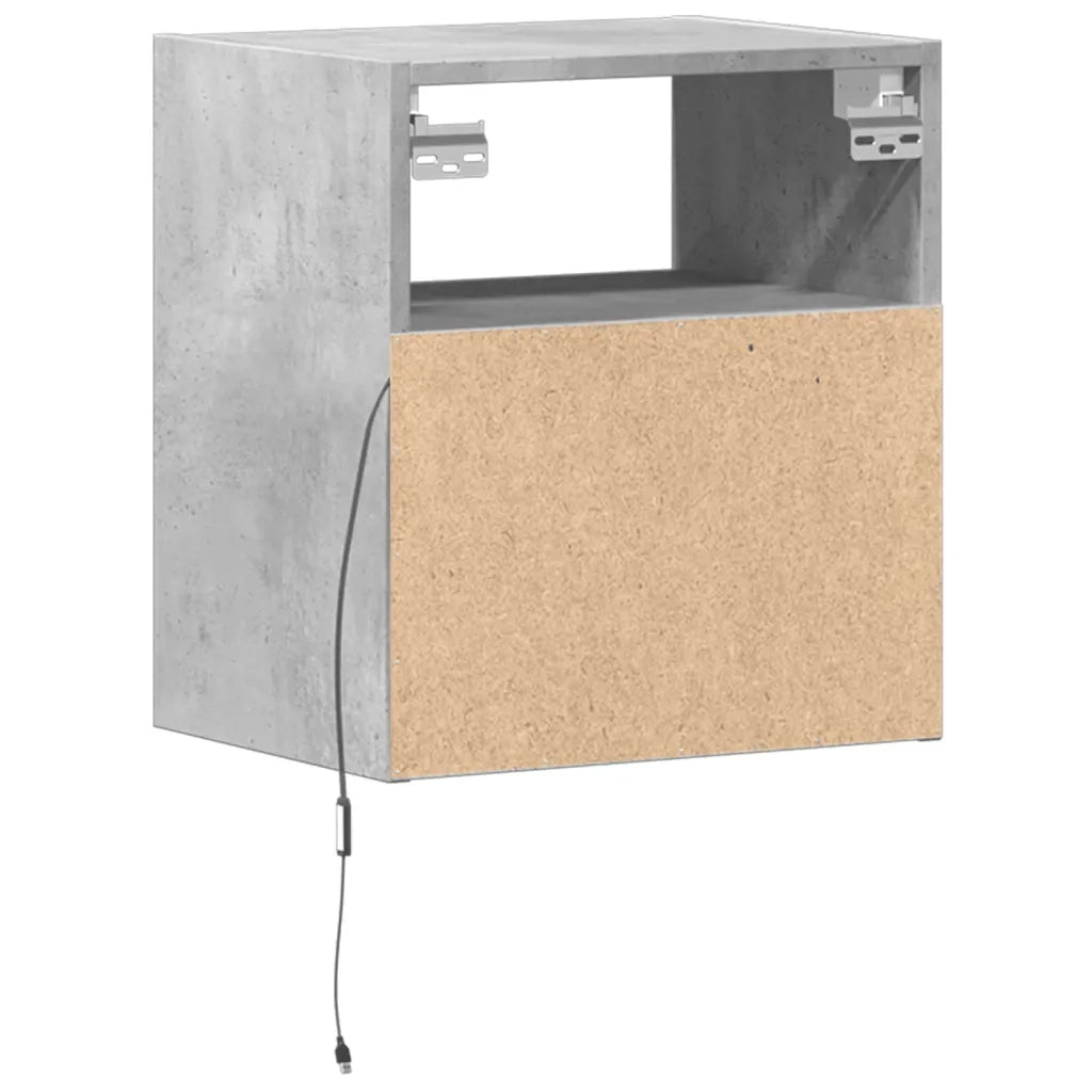 Comodini a Parete con Luci LED 2 pz Grigio Cemento