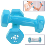 Trade Shop - Manubrio Singolo Pesi In Vinile Allenamento Esercizi Casa Palestra Workout Fit - Azzurro       2 Kg