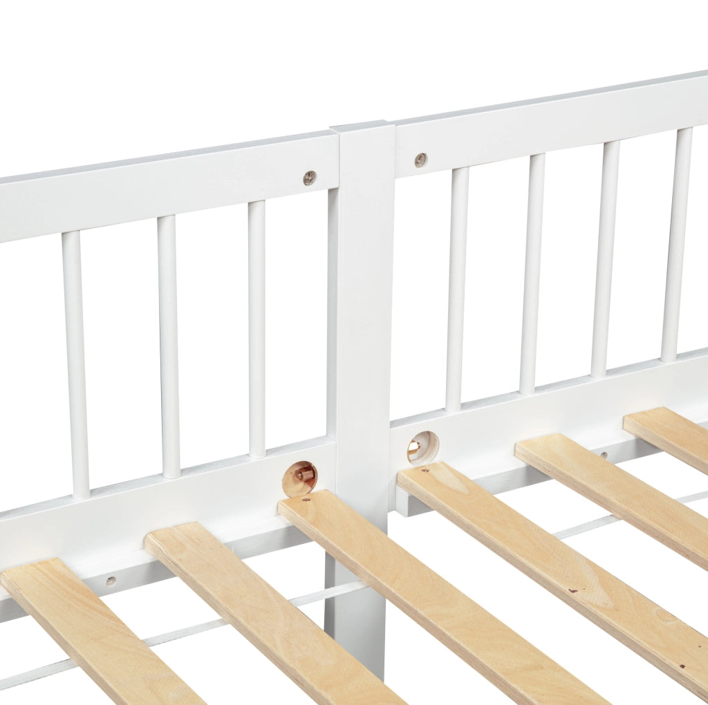 Letto a giorno 90x200 cm con sponde a 3 lati in legno di pino bianco