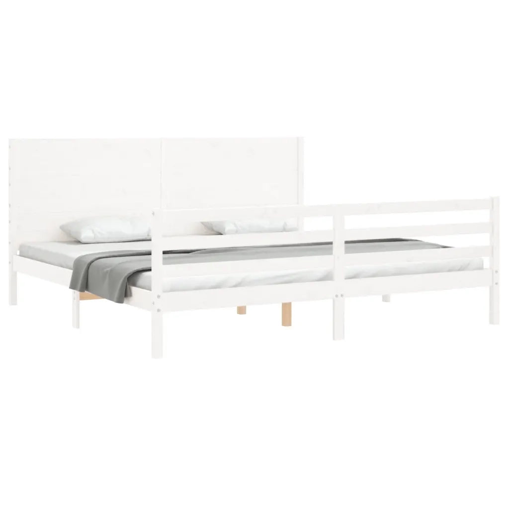 Giroletto con Testiera Bianco 200x200 cm in Legno Massello