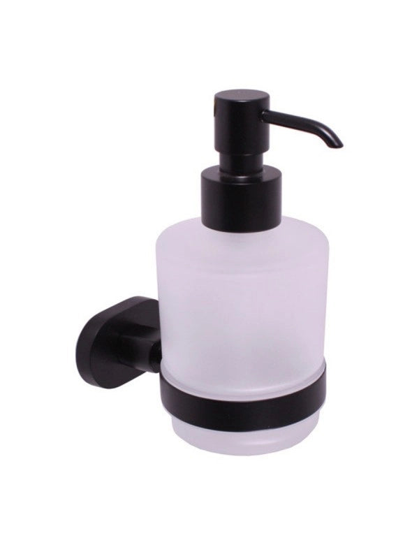 YUKON Dispenser di sapone da parete in vetro e ottone nero opaco 200 ml