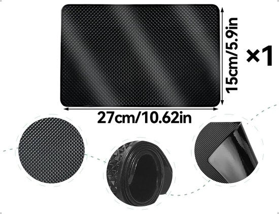 Mat di protezione del cruscotto con funzione antiscivolo - Materiale siliconico - Dimensioni 27 x 15 cm - Progettazione stile - Durata e resistenza al logorio