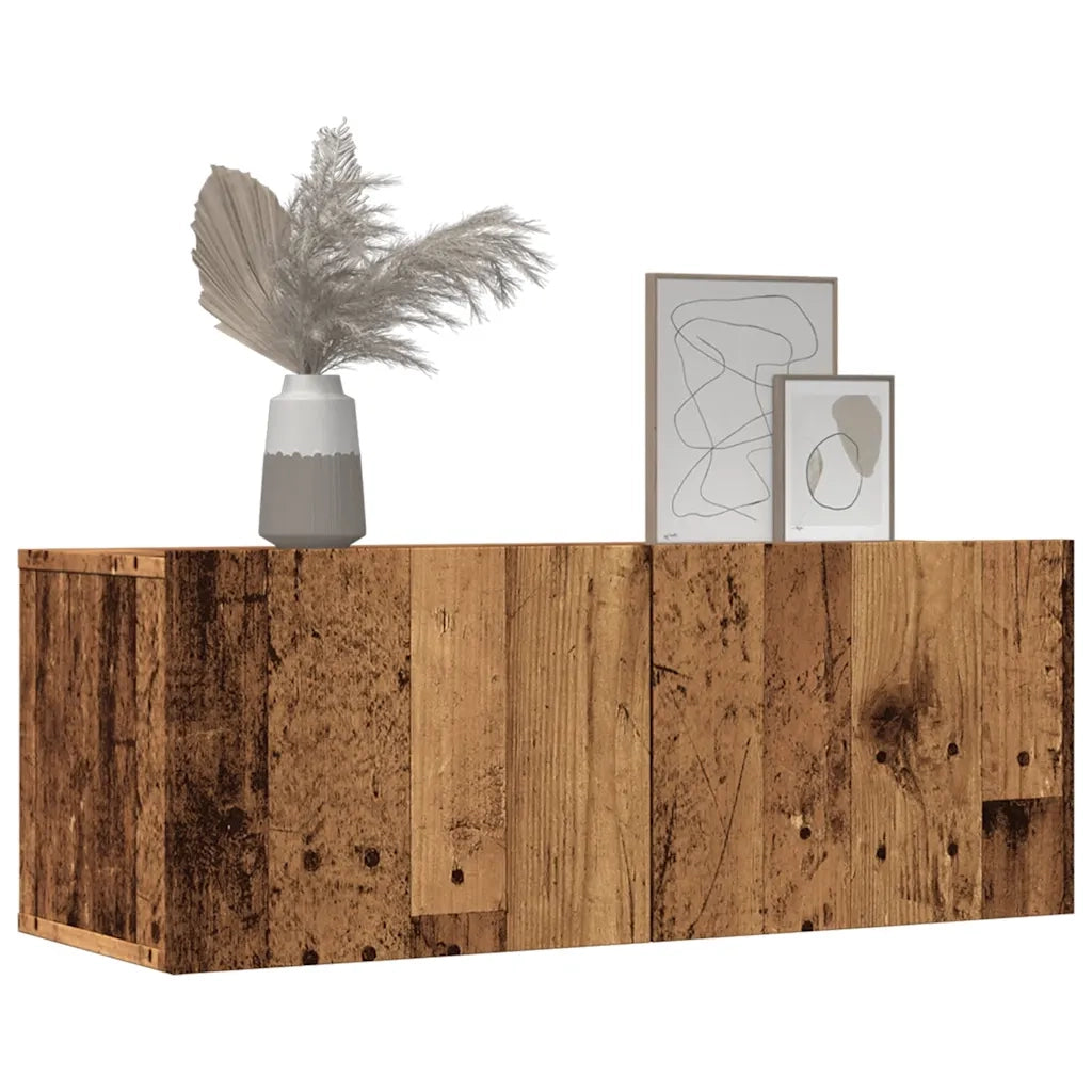Mobili TV a Parete 2pz Legno Antico 80x30x30 cm