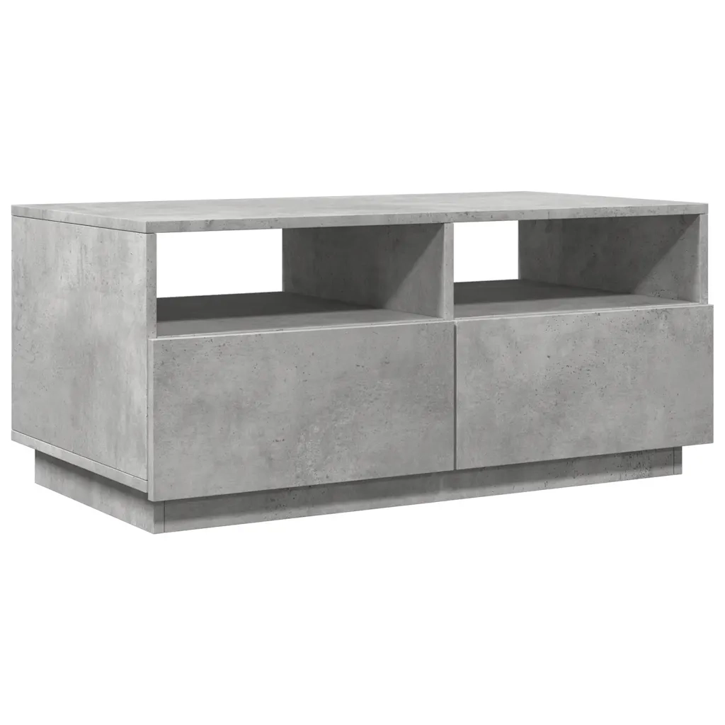 Tavolino da salotto | Tavolino da caff¨¨ | Tavolino da Soggiorno con Luci LED Grigio Cemento 90x49x40 cm