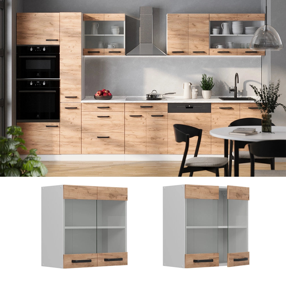 Vicco Mobile da cucina in vetro Quercia dorata 60 cm