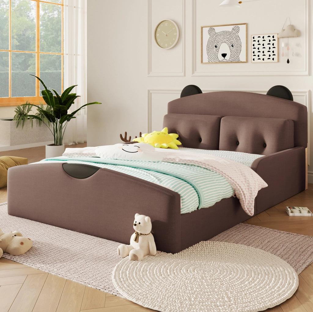 Letto imbottito 140x200 cm con testiera a orsetto