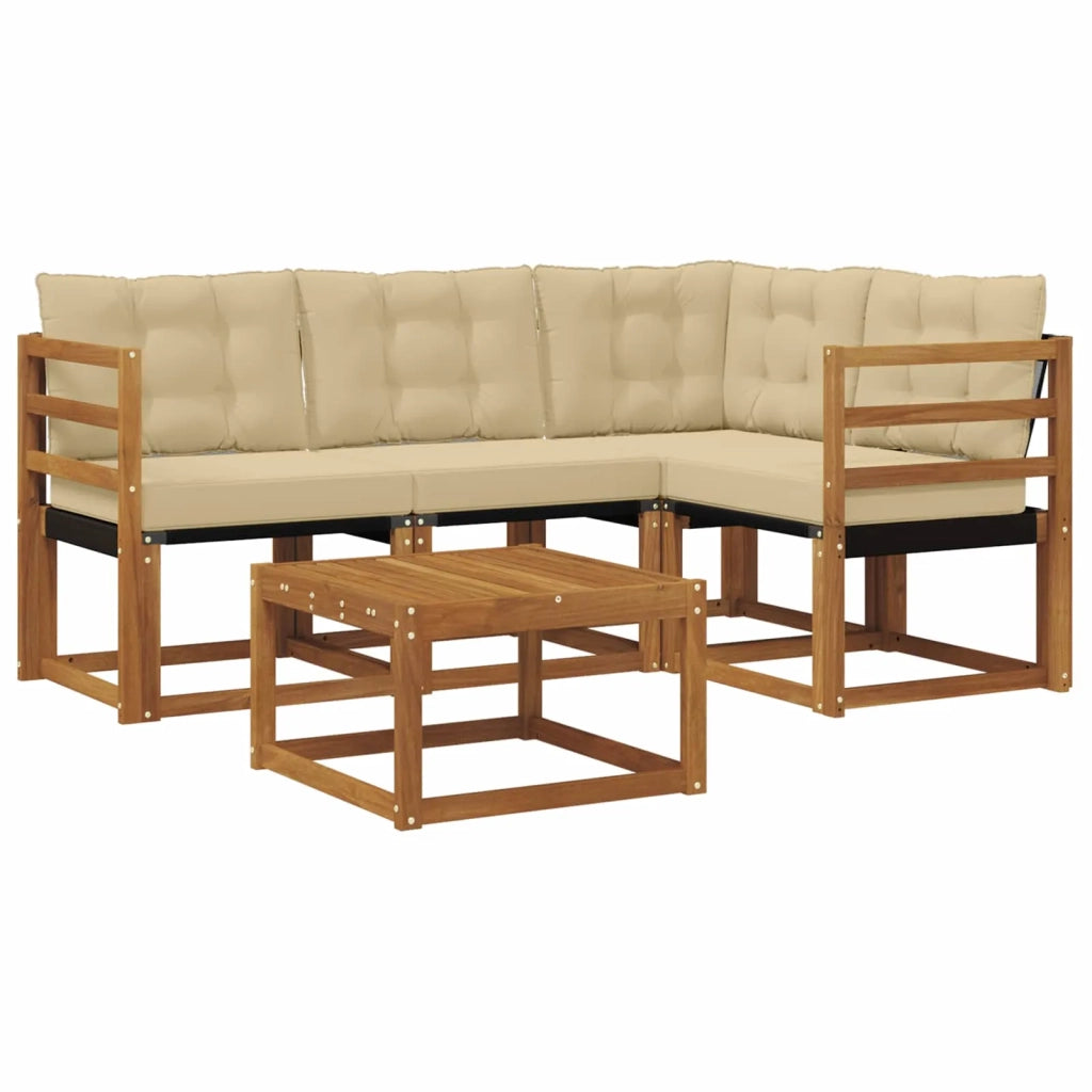 Set di divani da esterno con cuscino 5 pcs Naturale e Beige 3368632