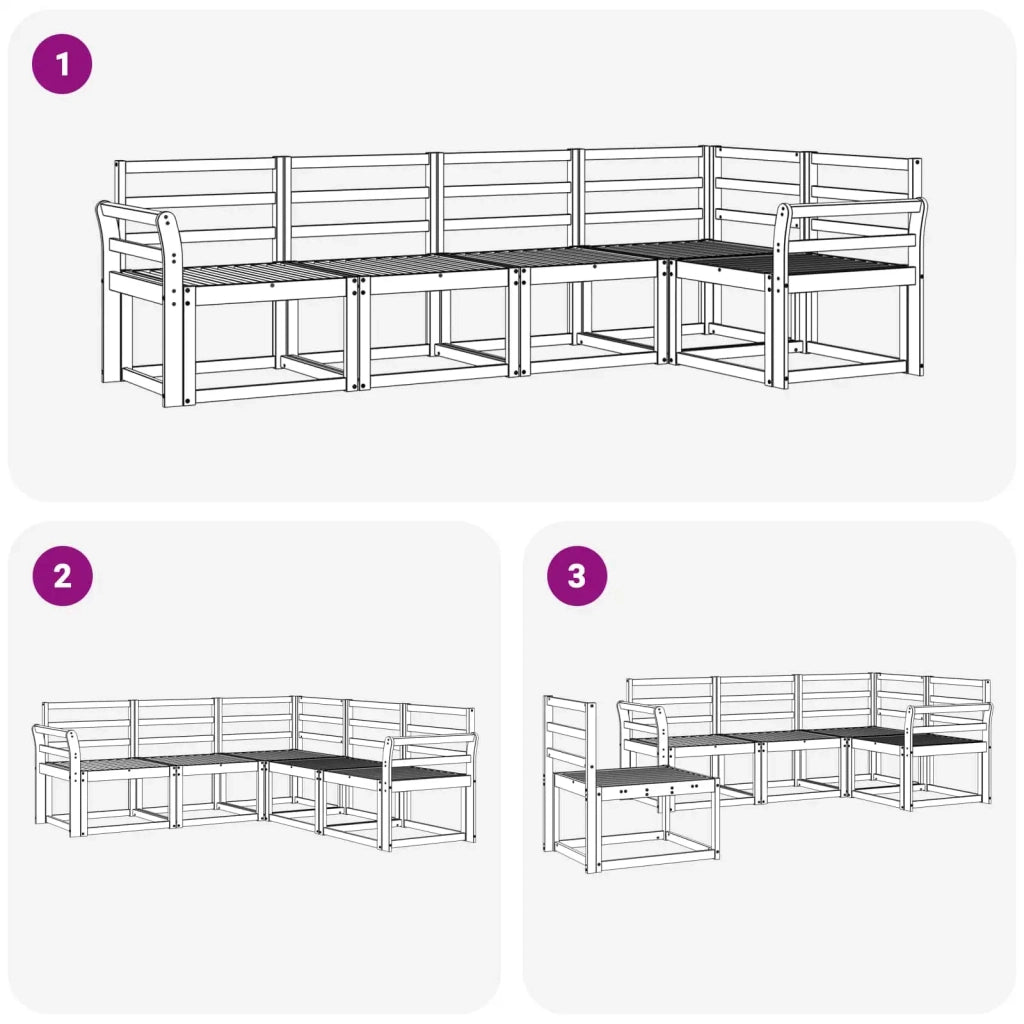 Set di divani da esterno 5 pcs Bianco Legno di Acacia Massello 3387628