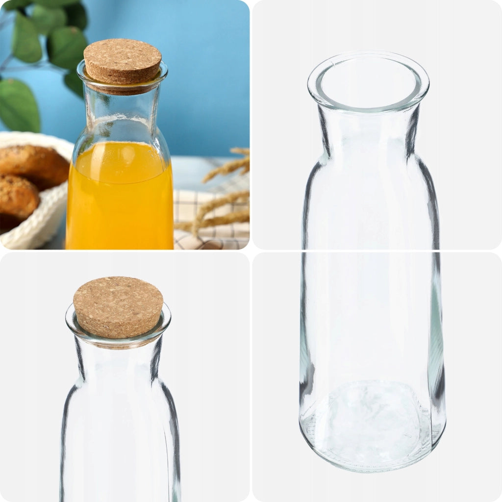 Caraffa in vetro KADAX da 1000 ml (1 litro) per acqua, vino e altre bevande, con tappo.