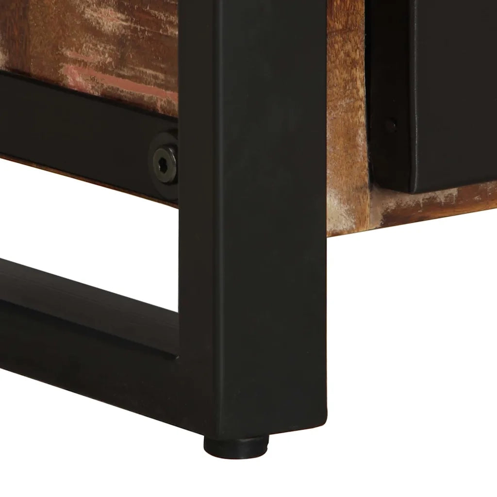 Set di 2 Comodini | Armadio da Notte | Mobiletto da notte Multicolore in Legno Massello di Mango Grezzo