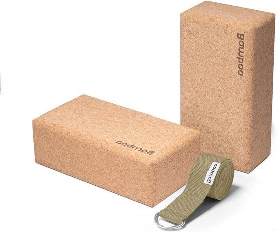 Set di Blocchi Yoga in Kurk 100% Portoghese - 2 Blocchi Yoga (22,7x12x7,5 cm) + Riemma Yoga Gratuito