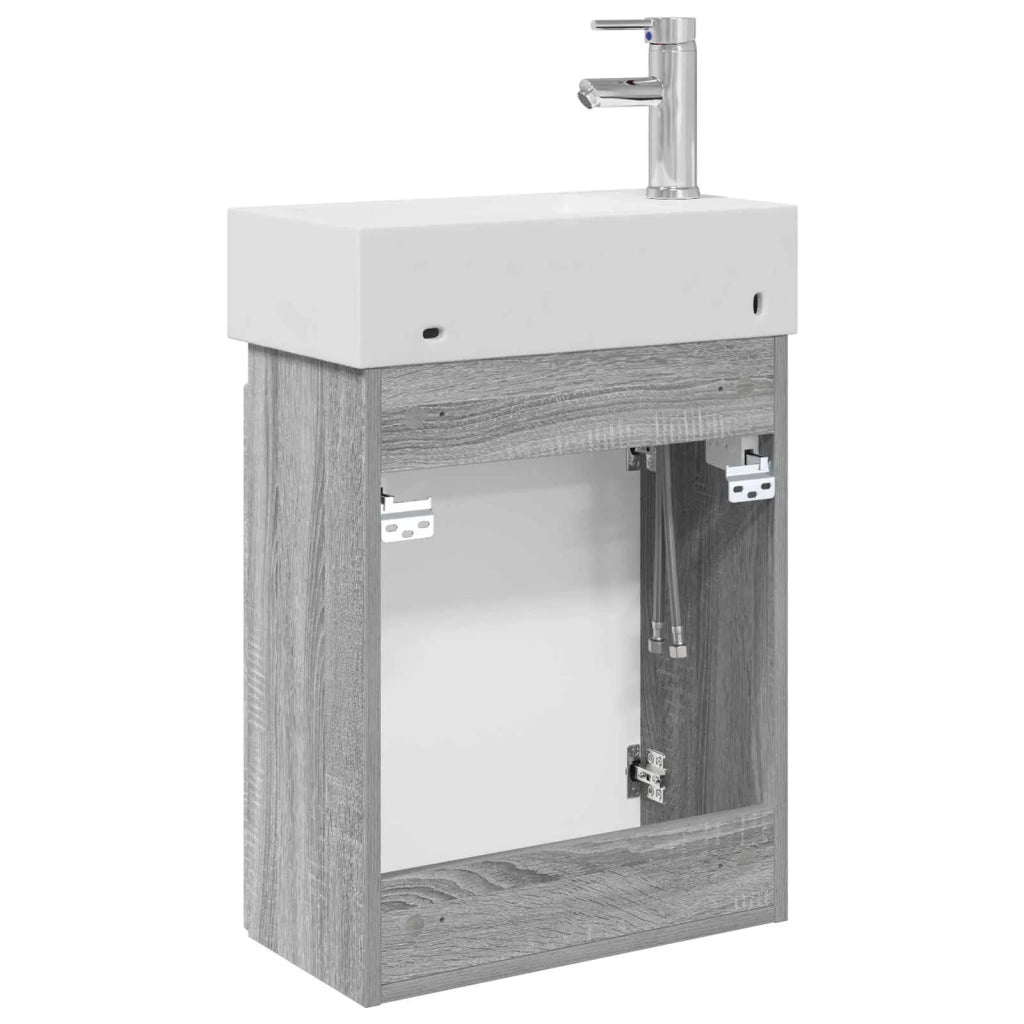 Mobile bagno con rubinetto Sonoma grigio 45,5 x 22,5 x 84 cm 889507