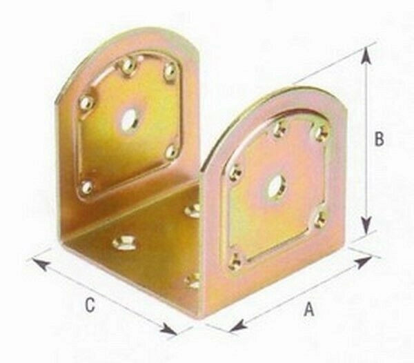 PIASTRA SUPPORTO AD U A PARETE 10 PZ. PER FISSAGGIO TRAVI LEGNO MM.A45XB44XC46