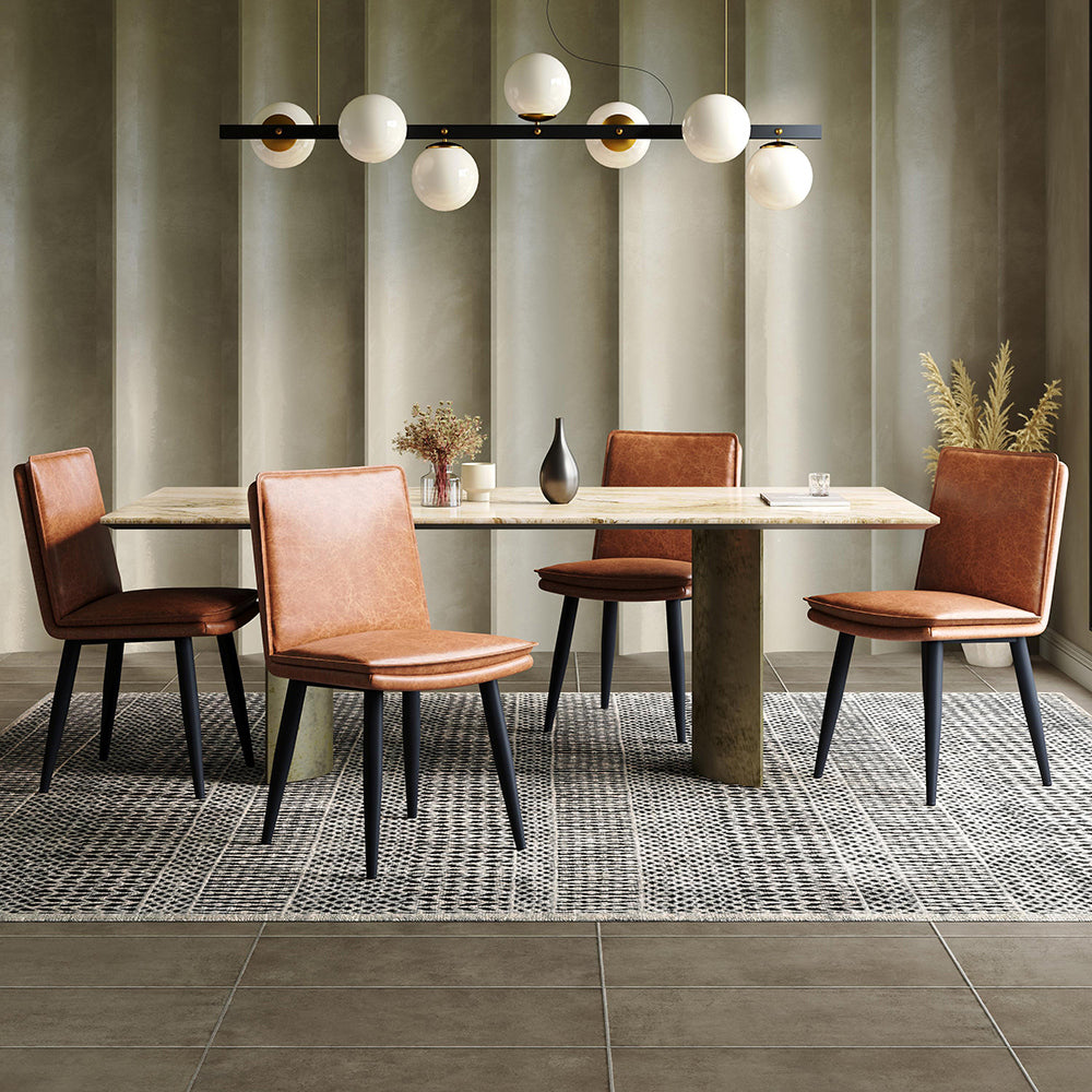 Set 6 sedie da pranzo - Xylo - PU marrone con doppio cuscino