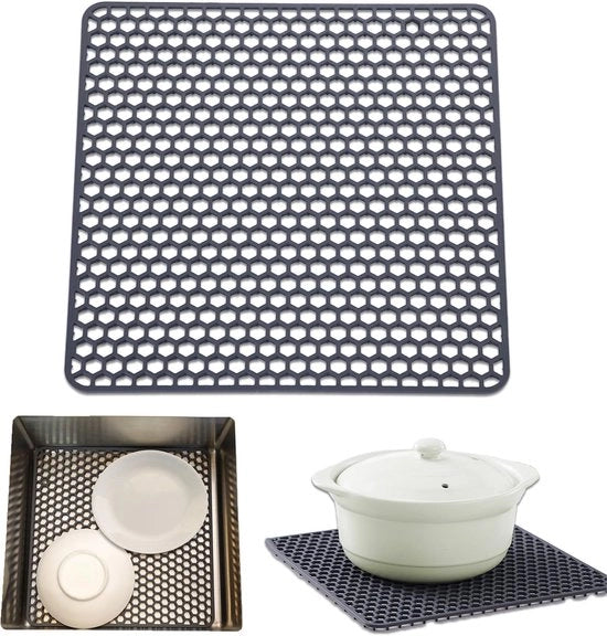 Gootsteenmat in Silicone 30,5 * 30,5 cm, Gootsteenmat antislip opvougbare, Mat per il lavaggio, Mat per asciugare, Mat per proteggere la doccia, Mat per la protezione della doccia per l'immagazzinamento e l'asciugatura degli utensili da cucina