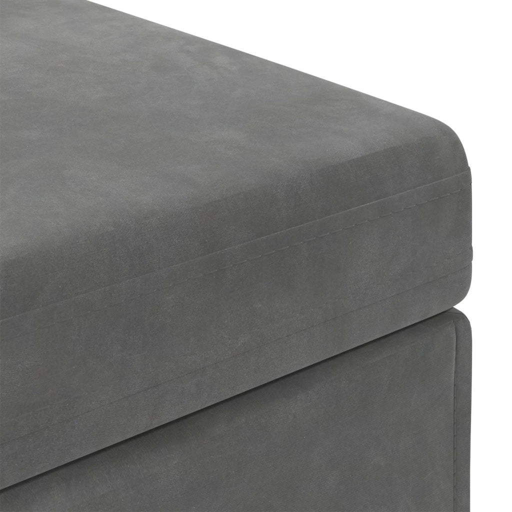 Pouf Grigio scuro Velluto e Legno Ingegnerizzato 876781