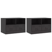 Mobili TV 2 pz | Armadietto TV | Mobile Porta TV Neri 67x39x44 cm in Acciaio