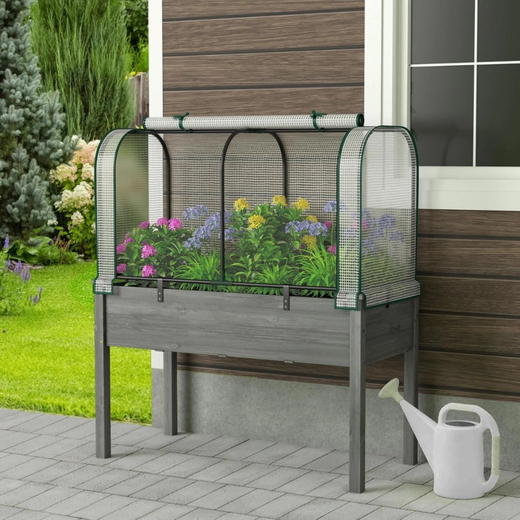 Mini serra portatile per giardino e patio, Porta arrotolabile e struttura metallica resistente alla ruggine Bianco-Serre da giardino