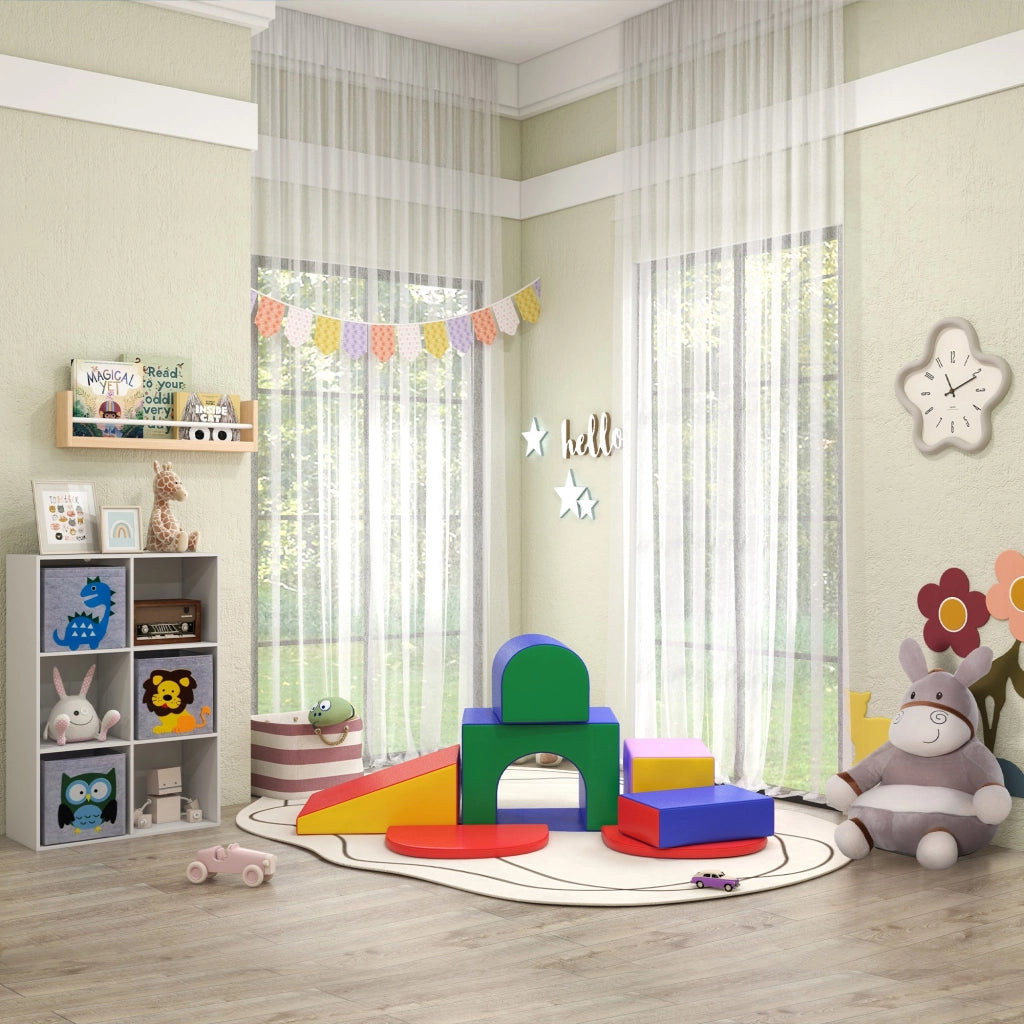 Casetta per Bambini 1-3 Anni con 7 Blocchi ¨C ZephMum ¨C Multicolore in PU e EPE 170x130x40 cm