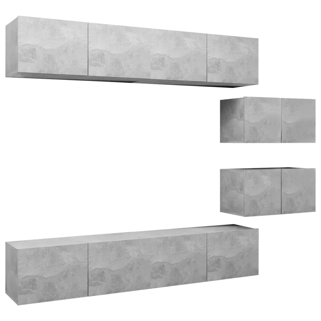 Set di Mobili Porta TV 6 pz Grigio Cemento in Legno Multistrato 3079146