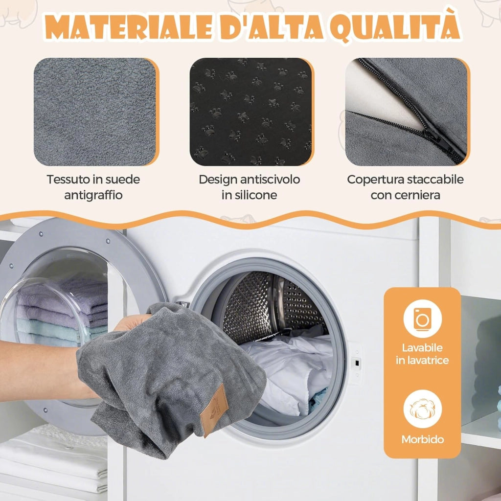 Scale per Cani in Schiuma a 3 Livelli, Rampe Scale per Animali 2 in 1 per Letti e Divani, Gradini per Animali Infortunati e Anziani con Base Antiscivolo, Copertura Lavabile e Rullo Adesivo