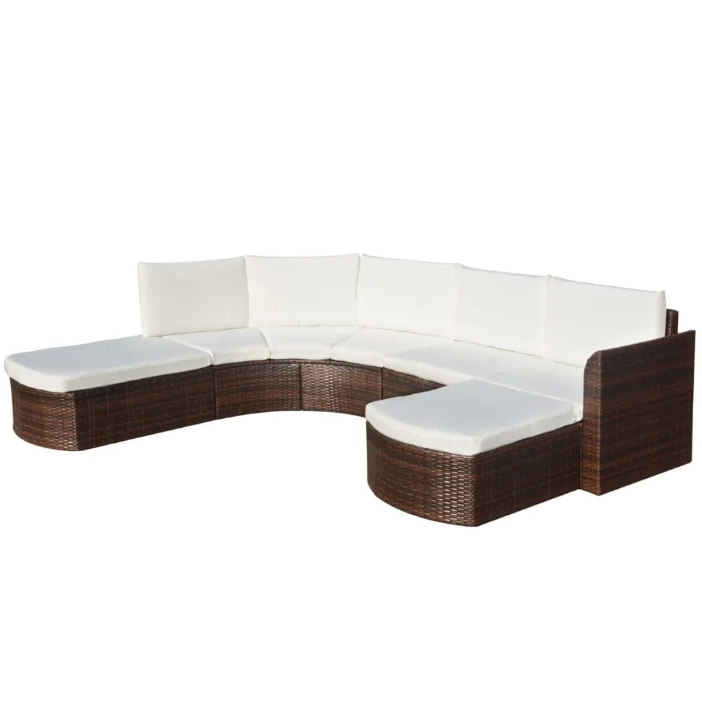 Set Divani da Giardino 4 pz con Cuscini in Polyrattan Marrone cod mxl 36938