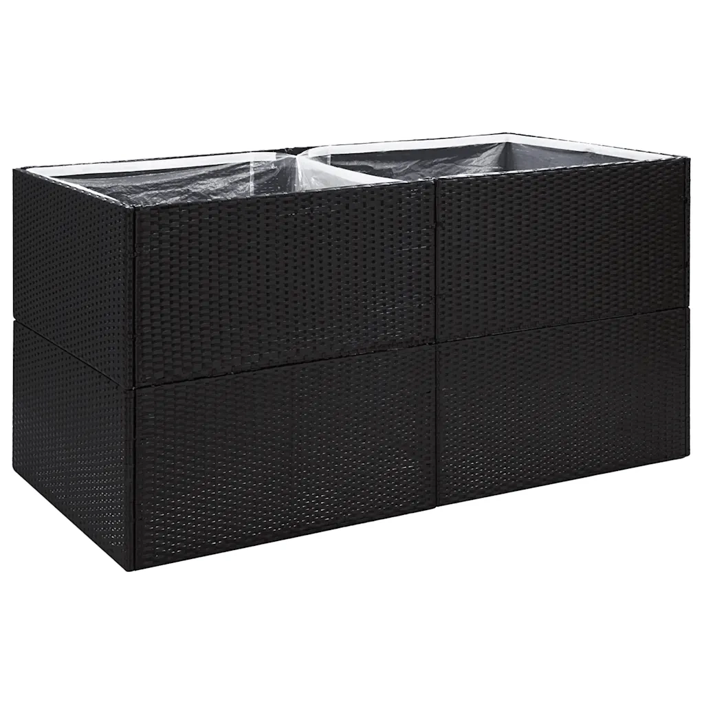 Fioriera | Cassetta per fiori | Vaso da Giardino Nero 157x80x80 cm in Polyrattan