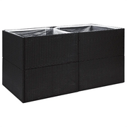 Fioriera | Cassetta per fiori | Vaso da Giardino Nero 157x80x80 cm in Polyrattan