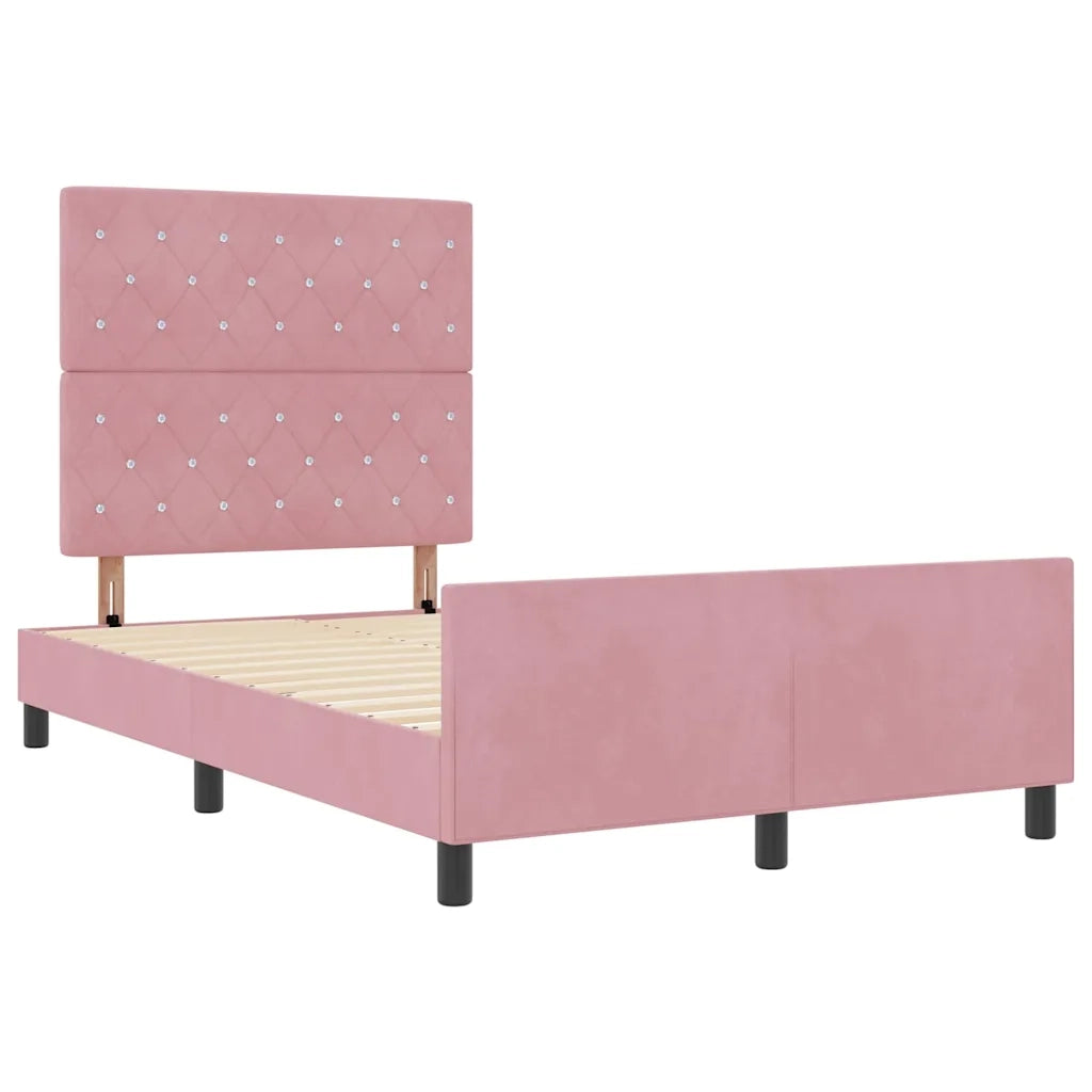 Letto a molle con testiera Rosa 120 x 200 cm Velluto 3344866
