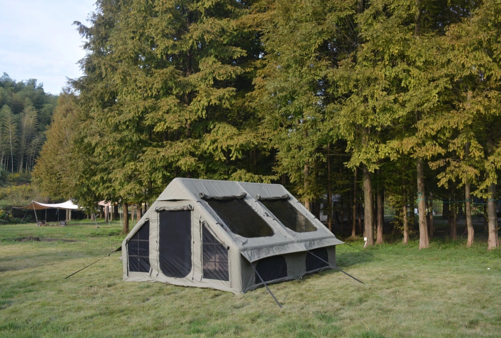 Tenda da campeggio gonfiabile per 7-8 persone 157;48 x 118;11 x 78;74 pollici; verde militare in poliestere