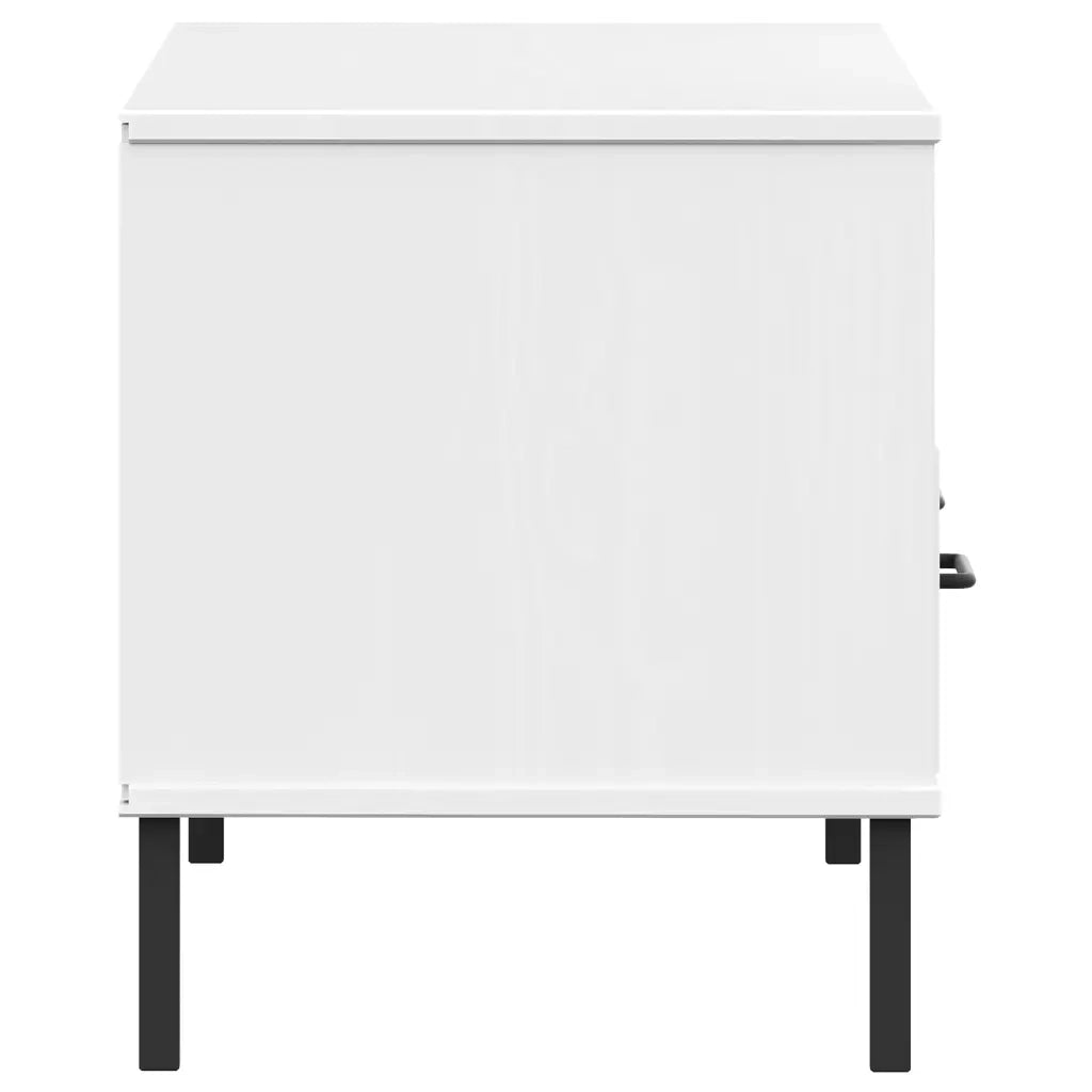Mobile TV | Armadietto TV | Mobile Porta TV con Gambe Metallo Bianco Legno Massello di Pino OSLO