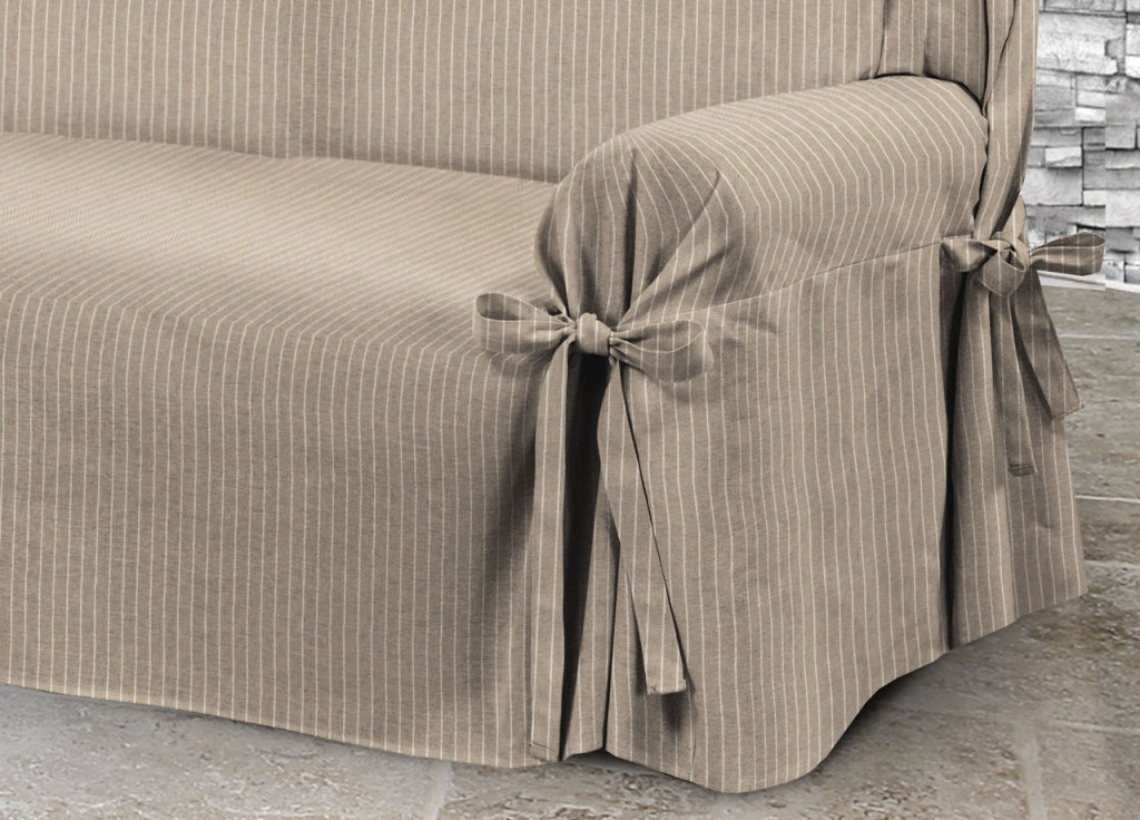 Copridivano Fodera Telo Protezione Divano Con Laccetti Fiocco Varie Fantasie - Poltrona - Lord Beige