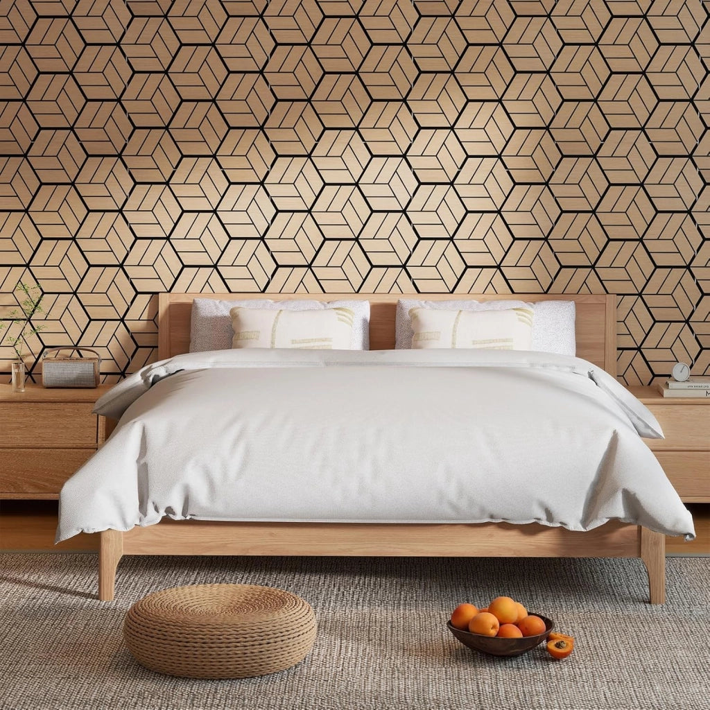 Set di 4 Pannelli Fonoassorbente, Pannelli Acustici per Pareti, 81x 66 cm, 9 Tavoletta Esagonali in Legno, per Riduzione del Rumore, Decorazione Interna, 2,1 m²