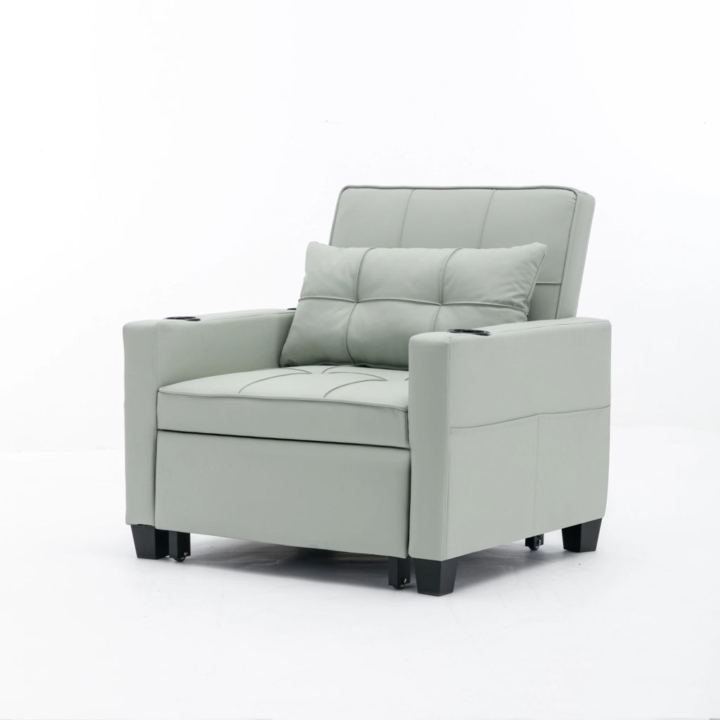 Divano Letto Singolo Estraibile ¨C MINIMAL ¨C con Portabicchieri e USB, per Piccoli Spazi