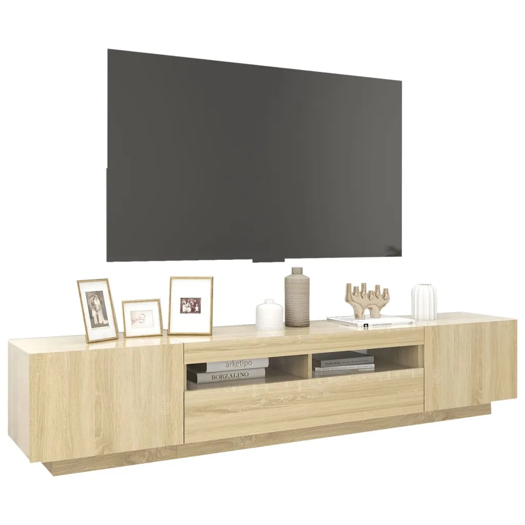 Mobile Porta TV con Luci LED Rovere Sonoma 200x35x40 cm 3081909