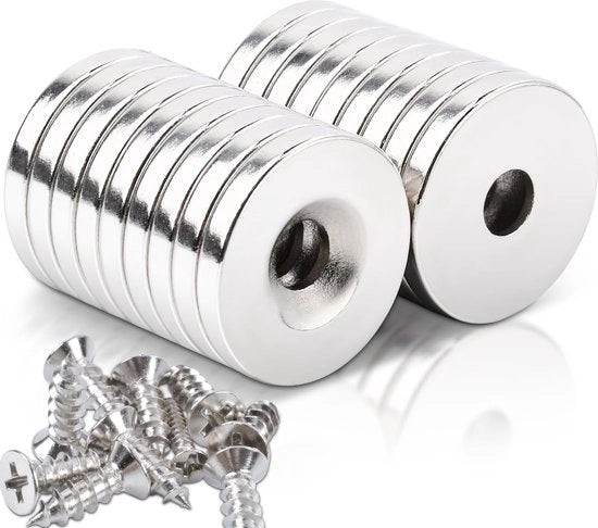 18 magneti di neodimio con foro 20x3 mm magneti forti magneti con diametro di foro 5 mm piccoli magneti forti per magliette per la cucina la dispensa il frigorifero il tabellone da parete la maglietta per la cucina l'ufficio
