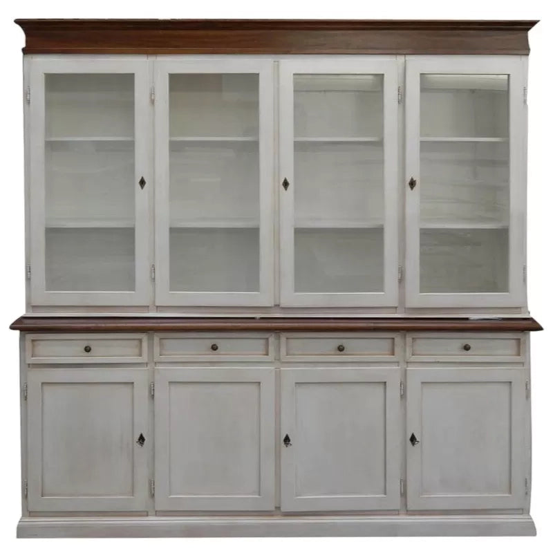 Cristalliera 4 porte shabby legno bianco invecchiato noce 205x42x205 - Mobili 2G