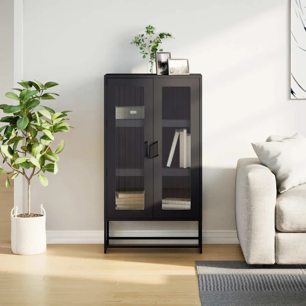 Credenza Nera 68x39x123 cm in Acciaio